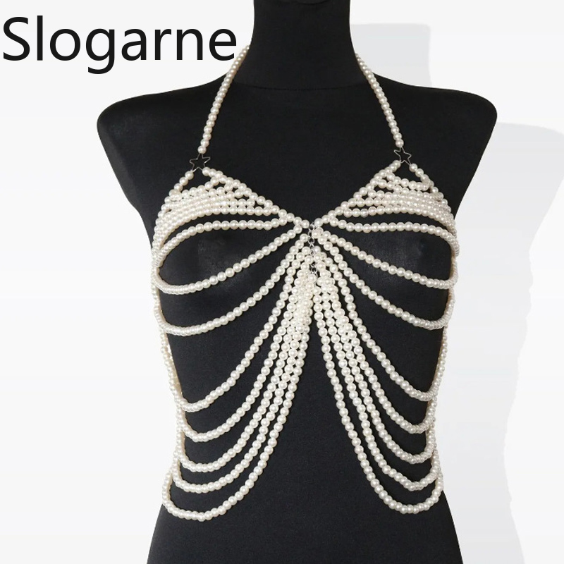 Body Jewelry Europe - Perhiasan Rantai Tubuh Mutiara Seksi Wanita,