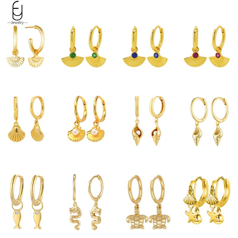 Conch Earring Hoop - 925 Sterling anting liontin kulit jarum