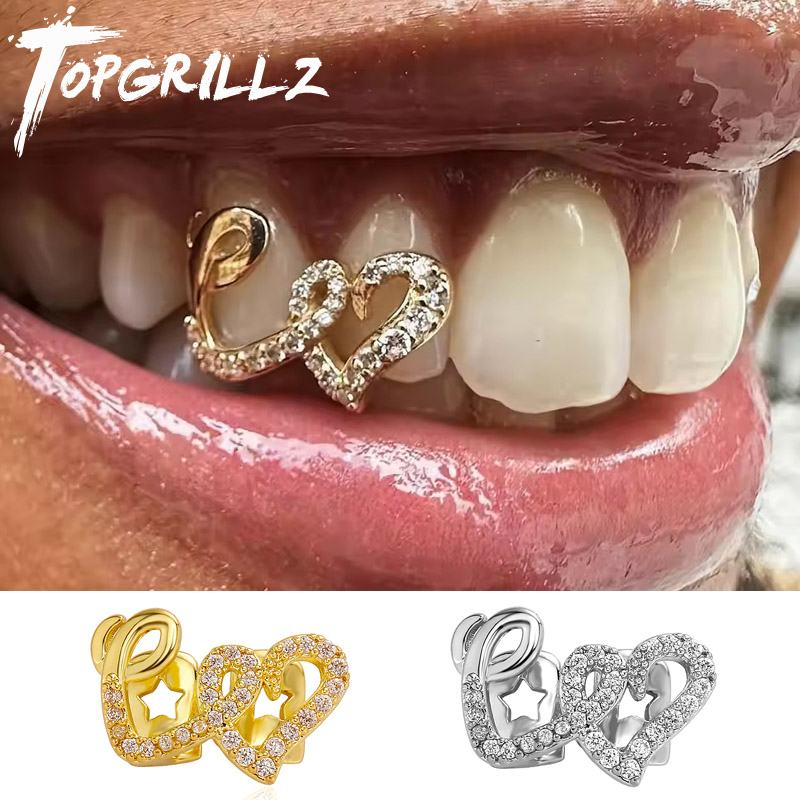Body Jewelry Men - TOPGRILLZ Topi Gigi Hati Ganda untuk