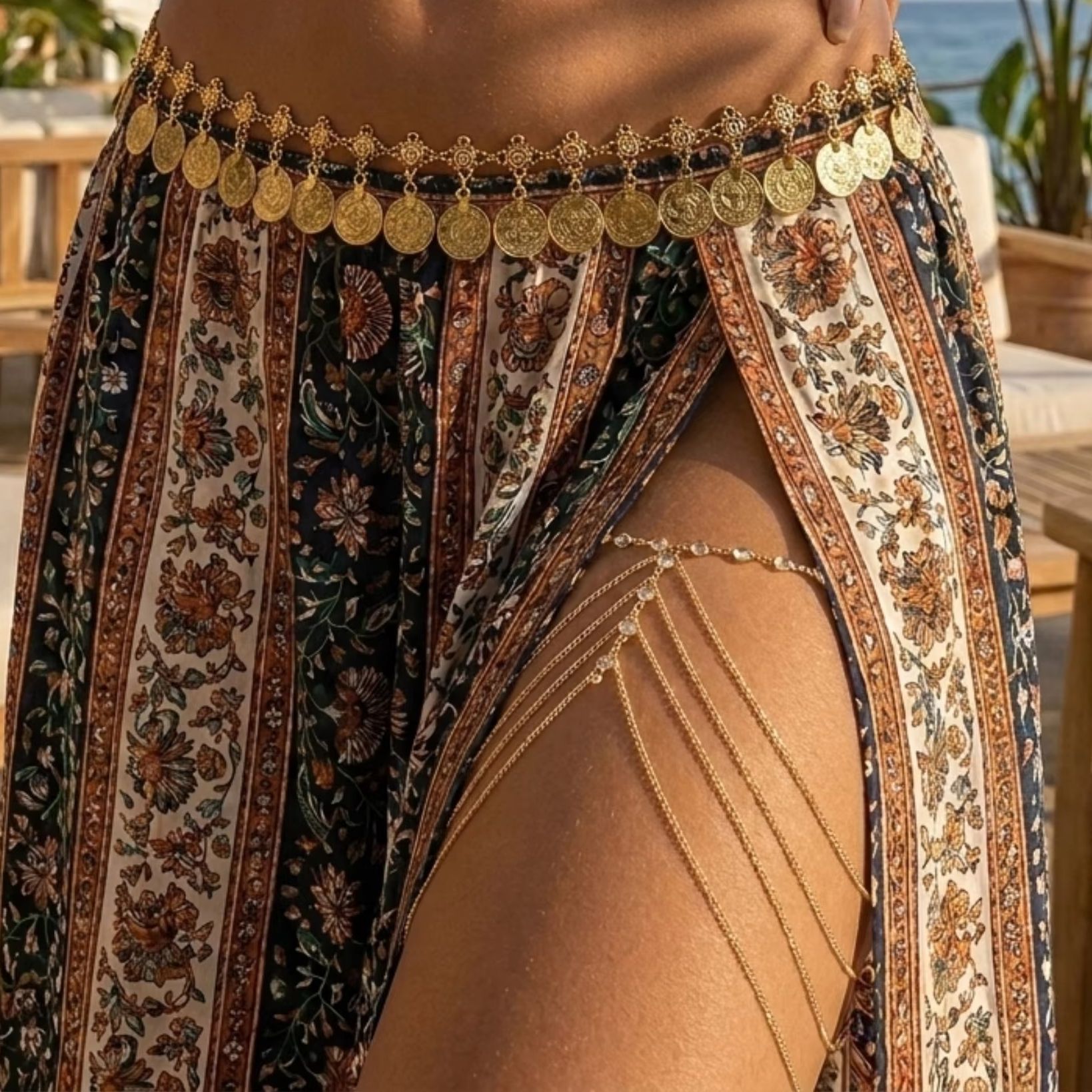Body Jewelry Leg Chain - Rantai Kaki Berlapis Kristal Seksi untuk