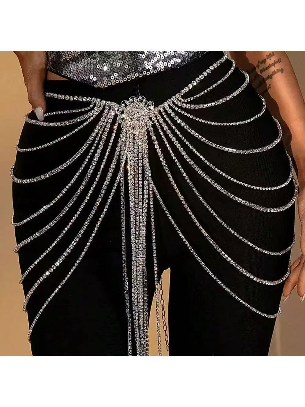 Body Jewelry Europe - Gaun malam mewah rantai setengah rok