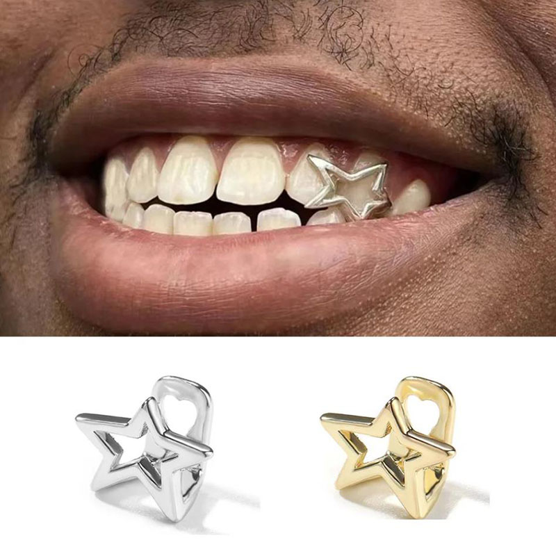 Body Jewelry Men - Halloween topi gigi bintang Pentagram berongga