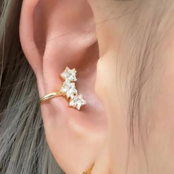 Conch Earring Hoop - 1PCS Anting Jepit Kristal Zirkon CZ