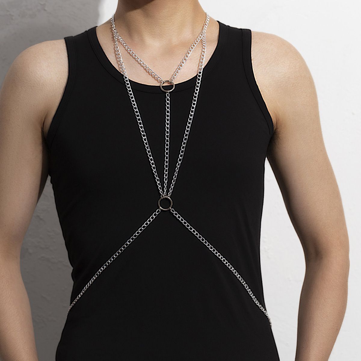 Body Jewelry Men - Perhiasan Perut Transparan Rantai Bondage Baja