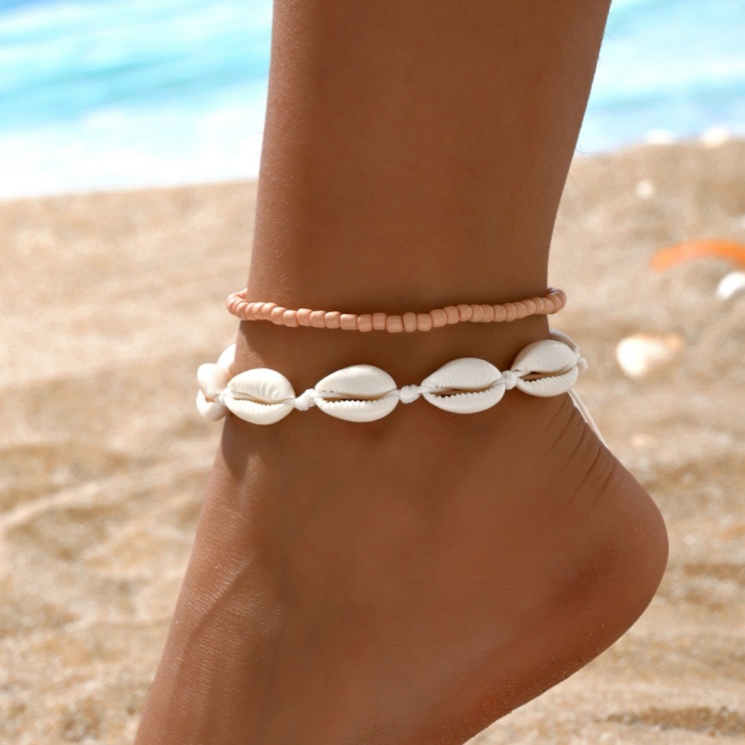 2 Buah Gelang Kerang Alami Boh - Body Jewelry Leg Chain ulasan dan harga