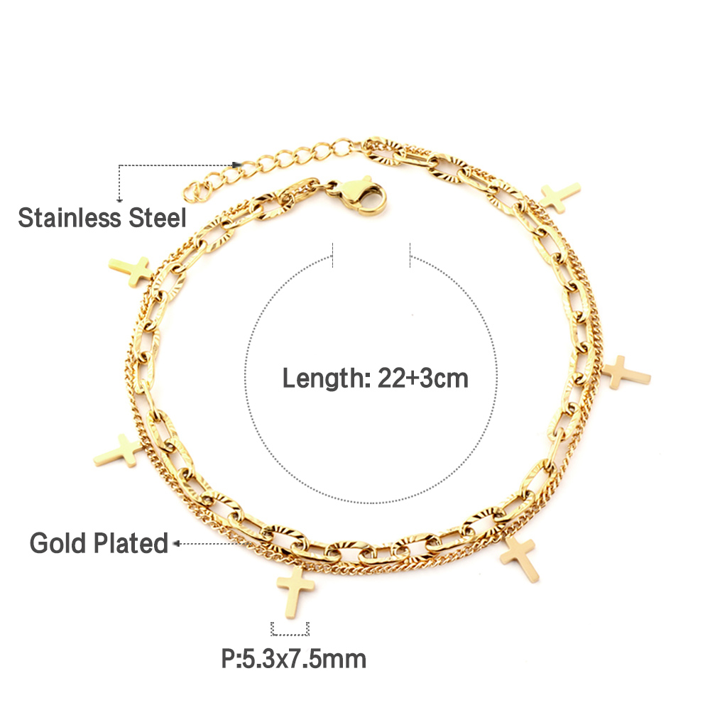 LUXUSTEEL Cross Double Kaki Ra - Body Jewelry Leg Chain ulasan dan harga