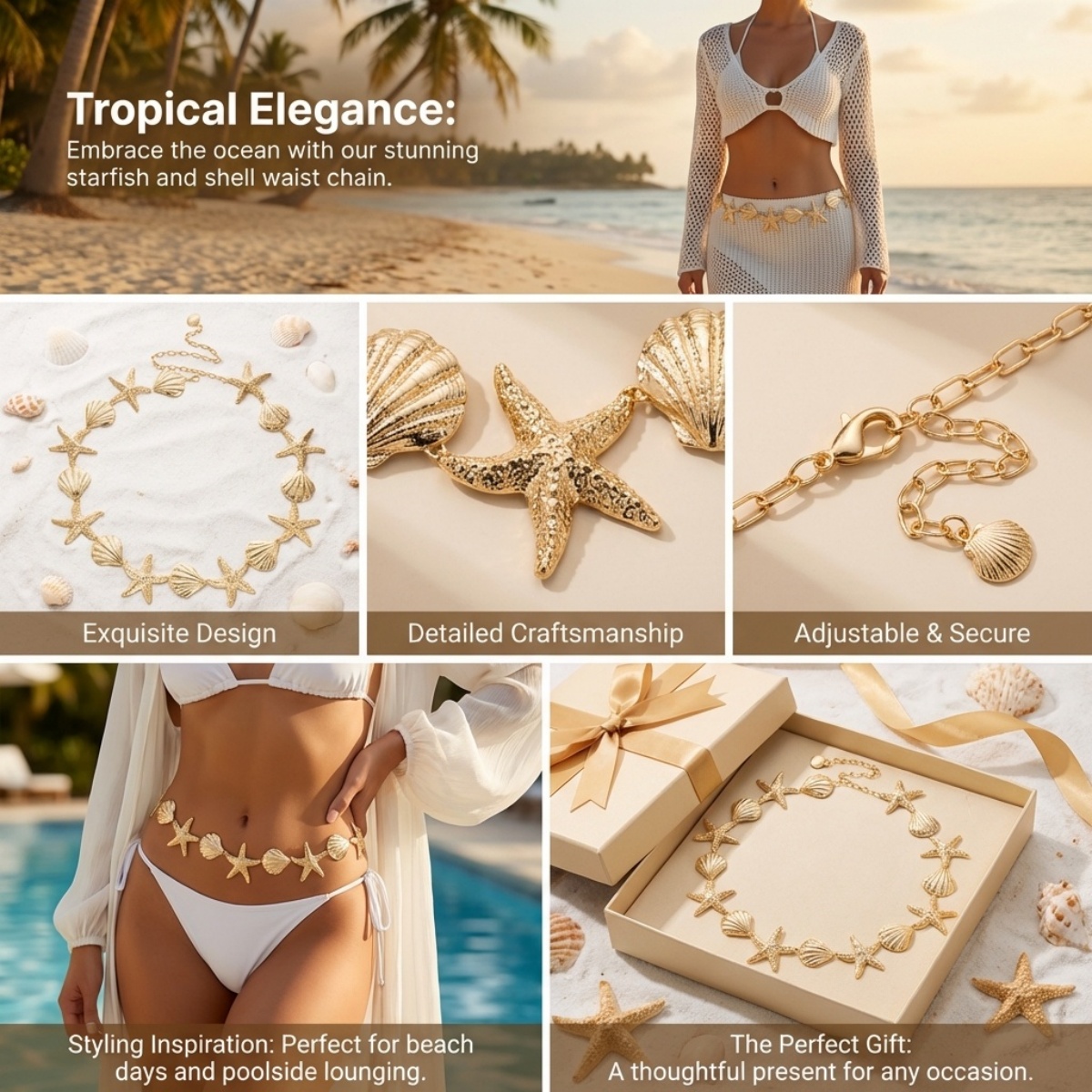 Rantai Pinggang Motif Bintang  - Body Jewelry Men ulasan dan harga