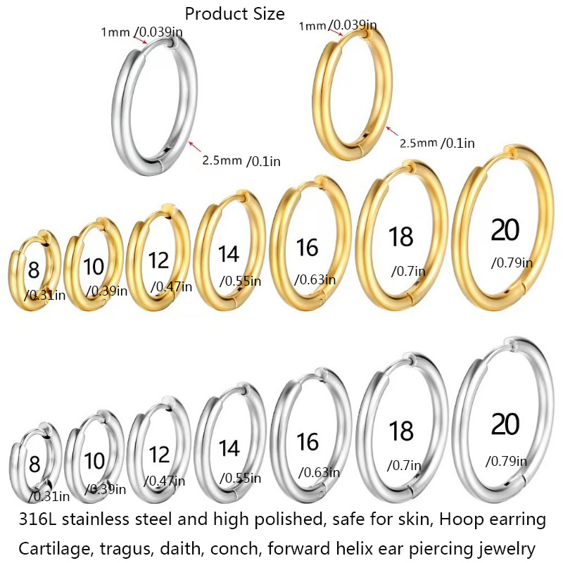 Anting-anting Hoop kecil baja  - Conch Earring Hoop ulasan dan harga