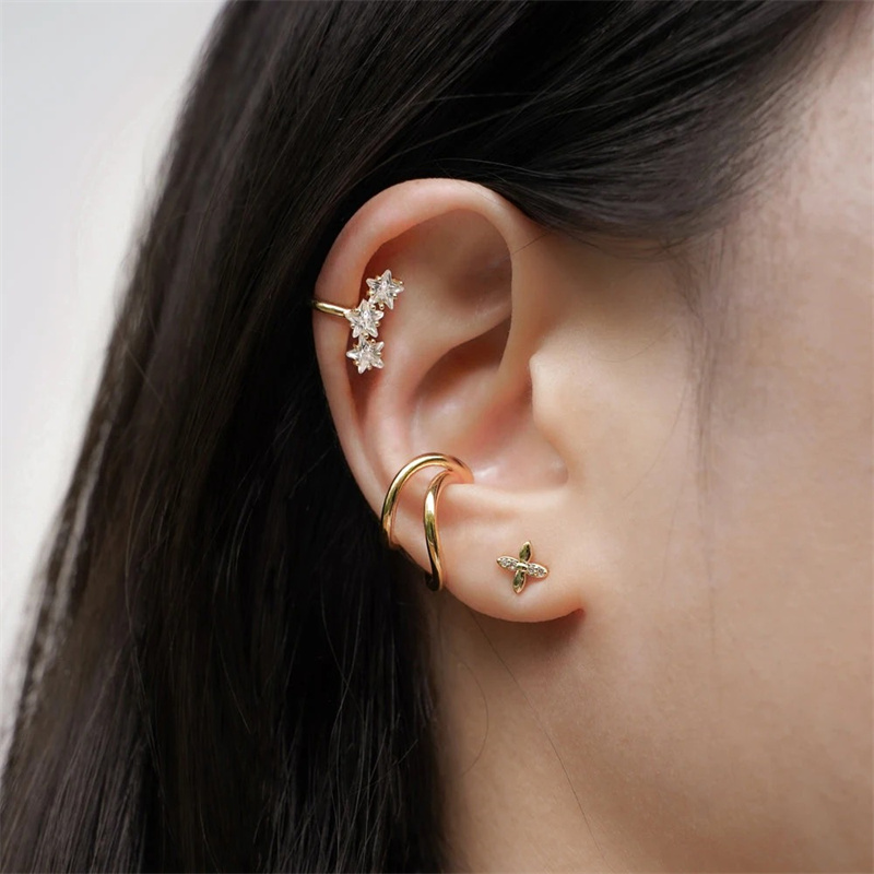 1PCS Anting Jepit Kristal Zirk - Conch Earring Hoop ulasan dan harga