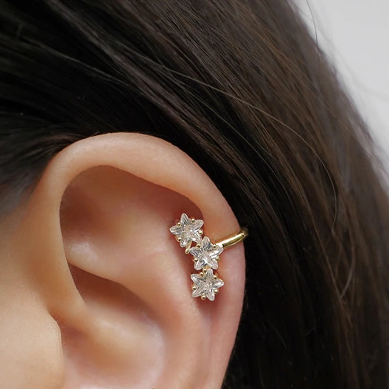 1PCS Anting Jepit Kristal Zirk - Conch Earring Hoop ulasan dan harga