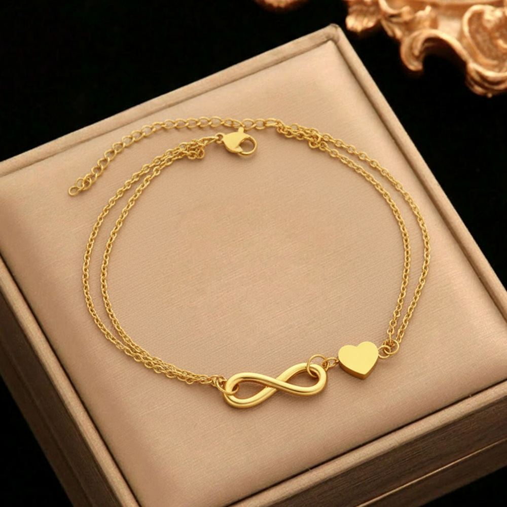 Gelang Kaki Hati Cinta Infinit - Body Jewelry Leg Chain ulasan dan harga